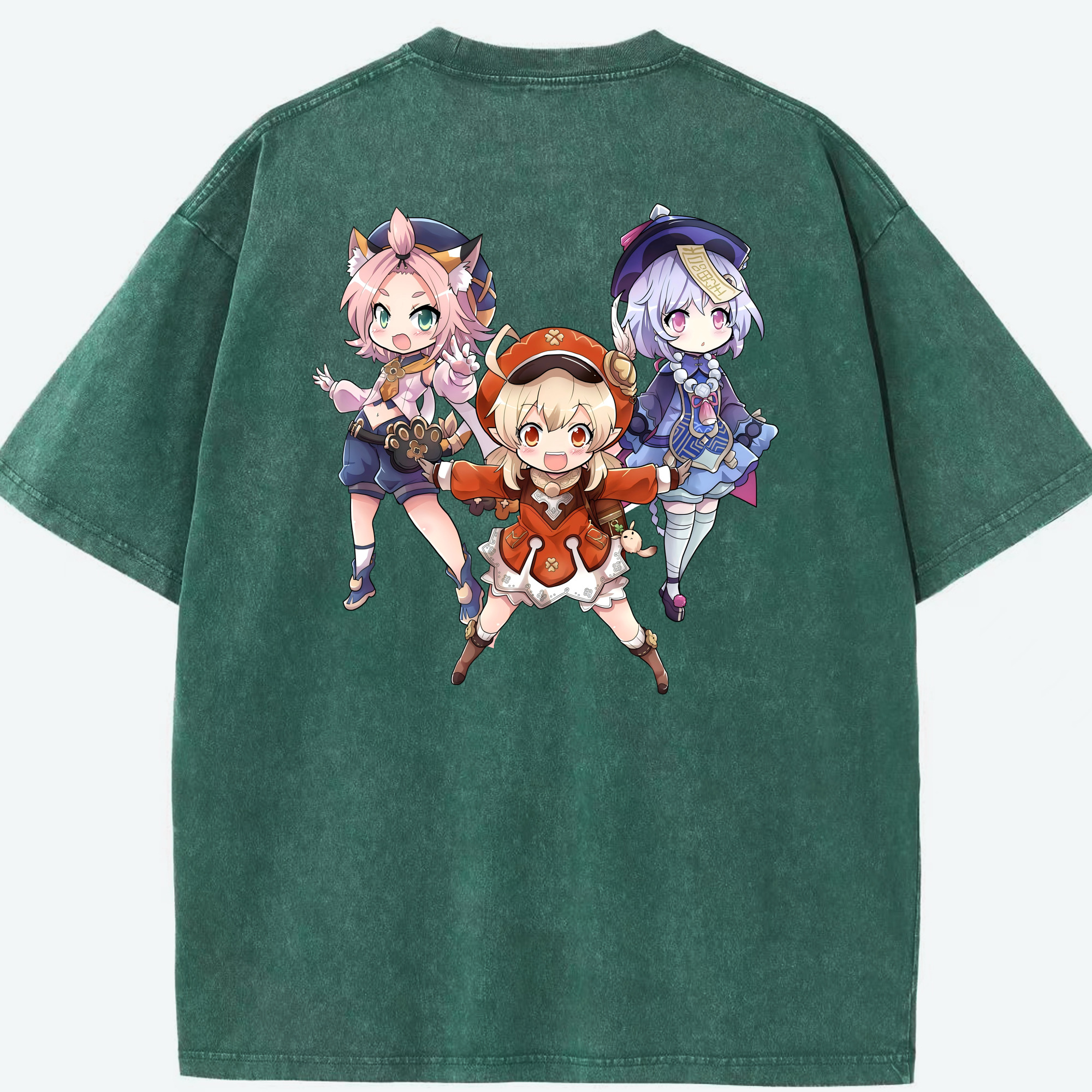 げんし神 七七 なな  genshin Nana 綿100% ヴィンテージ風 半袖Tシャツ（背面プリント）